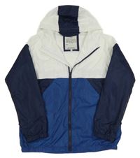 Bielo-tmavomodrá šušťáková jarná bunda s kapucňou M&S