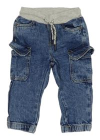 Modré rifle s úpletový pasem a kapsami Topomini