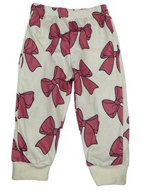 Krémové tepláky s mašľami