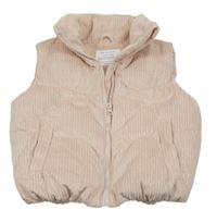 Svetloružová zamatová rebrovaná zateplená vesta Primark