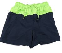 Neónově zeleno-tmavomodré plážové kraťasy Yigga