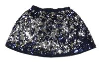 Tmavomodro-stříbrná flitrová sukně, H&M