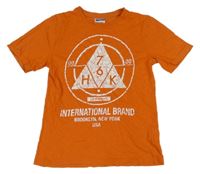 Oranžové tričko s potlačou Yigga