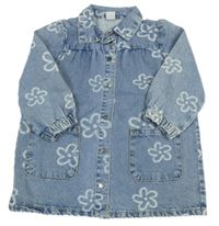 Nové - Modrá riflová bunda s kytičkami Kiki&Koko