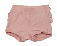 Svetloružové bavlnené kraťasy s volánikmi H&M