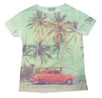 Svetlozelené tričko s palmami a autom Zara