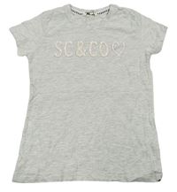 Sivé tričko s logem z flitrů Soulcal&Co