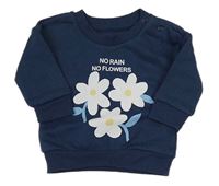 Tmavomodrá mikina s kvietkami Primark