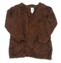 Čokoládový chlupatý svetrový cardigan C&A