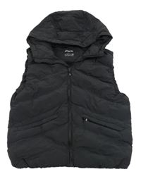 Čierna šušťáková prešívaná zateplená vesta s kapucňou Zara