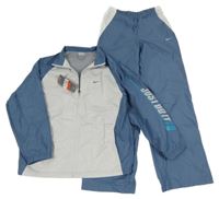 Nové - 2set - Modro-šedá šusťáková sportovní bunda + kalhoty Nike 