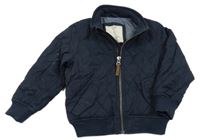 Tmavomodrá šusťáková prošívaná zateplená bunda Zara