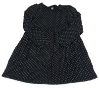 Čierne bavlnené šaty s bodkami H&M