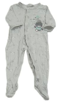 Bílo-šedý pruhovaný overal se zvířátky Ergee