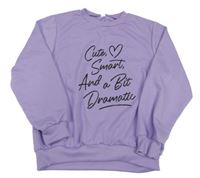 Levandulová mikina s nápisom