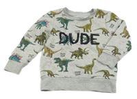 Svetlosivá melírovaná mikina s dinosaurami C&A