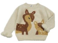 Smetanový chlupatý svetr se srnkami C&A