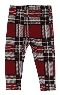 Červeno-čierno-biele kockované legíny Shein