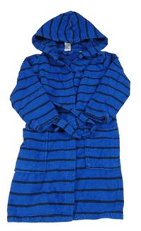 Safírovo-tmavomodrý pruhovaný froté župan s kapucí C&A