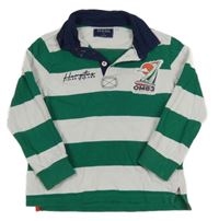 Zeleno-bílé pruhované polo triko s nášivkou Original Marines