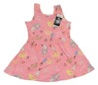 Nové - Neónově ružové bavlnené šaty s mořskými pannami Pep&Co.