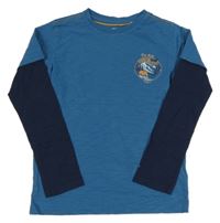 Modro-tmavomodré triko s obrázkem Fat Face 