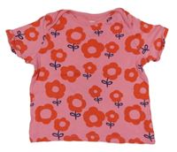 Ružovo-červené kvietkovane tričko F&F