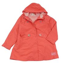 Korálová šusťáková jarní parka s nášivkami a kapucí Vertbaudet