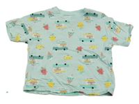 Svetlozelené tričko s autami a ovociem H&M