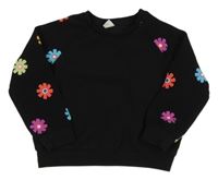 Čierna mikina s kvetmi Shein