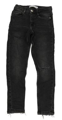 Tmavošedé rifle s dírami na kolenkou Zara