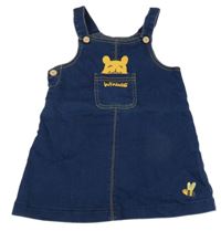 Tmavomodré teplákovo/riflové na traké šaty s medvídkem Pú C&A