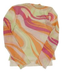 Farebná vzorovaná sieťovaná blúzka so všitým topem H&M