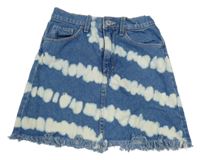 Modro-biela batikovaná rifľová sukňa H&M