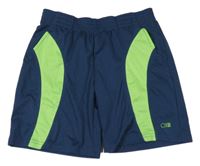 Tmavomodro-limetkové športové kraťasy