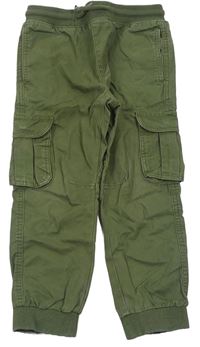 Khaki cuff cargo plátěné kalhoty s úpletovým pasem Matalan