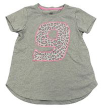 Sivé melírované športové tričko so vzorovaným číslom H&M