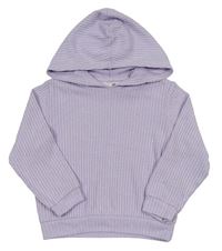 Levandulová rebrovaná úpletová oversize mikina s kapucňou H&M