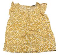 Medovo-biela vzorovaná blúzka s volánikmi PRIMARK