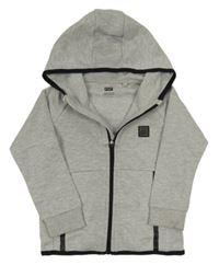 Šedá melírovaná tech fleece propínací mikina s nášivkou a kapucí F&F