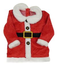 Červeno-biele sametovo/kožešinové vianočné šaty s límečkem - Santa PRIMARK