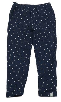 Tmavomodré teplákové zateplené legíny se srdíčky Liegelind