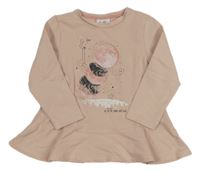 Pudrová šatová tunika s mesiacom Topolino