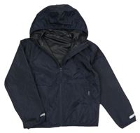 Tmavomodrá šušťáková nepromokavá funkčná bunda s kapucňou crivit