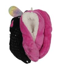 Nové - 2x - Semišové bačkory - černé s obrázky, tmavorůžové vel. 32