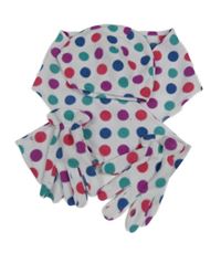 3Set - Bílo-barevná fleecová čepice + šála + prstové rukavice