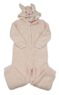 Nové - Světlerůžová chlupatá kombinéza s kapucí - zajíček Kiki&Koko