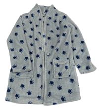 Sivý melírovaný plyšový župan s tlapkami TEX