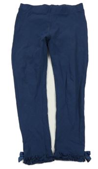 Tmavomodré legíny s kanýrky a mašľami YD