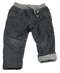 Čiernošedé menšestrové podšité nohavice s úpletovým pasom C&A